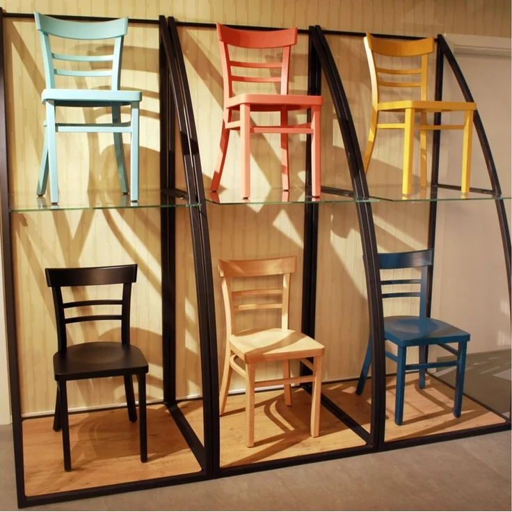 einrichtungsdesign24 Küchenstuhl Küchenstuhl Laura farbiger Holzstuhl Esstisch Esszimmer Retro Vintage, Gestell Massivholz – Bild 3