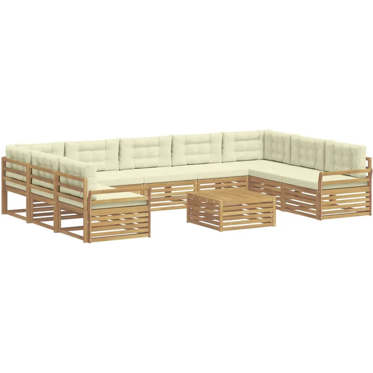 vidaXL Outdoor-Sofagarnitur 10 stk. 9-Sitzer Weiß und Creme 3391195 – Bild 2