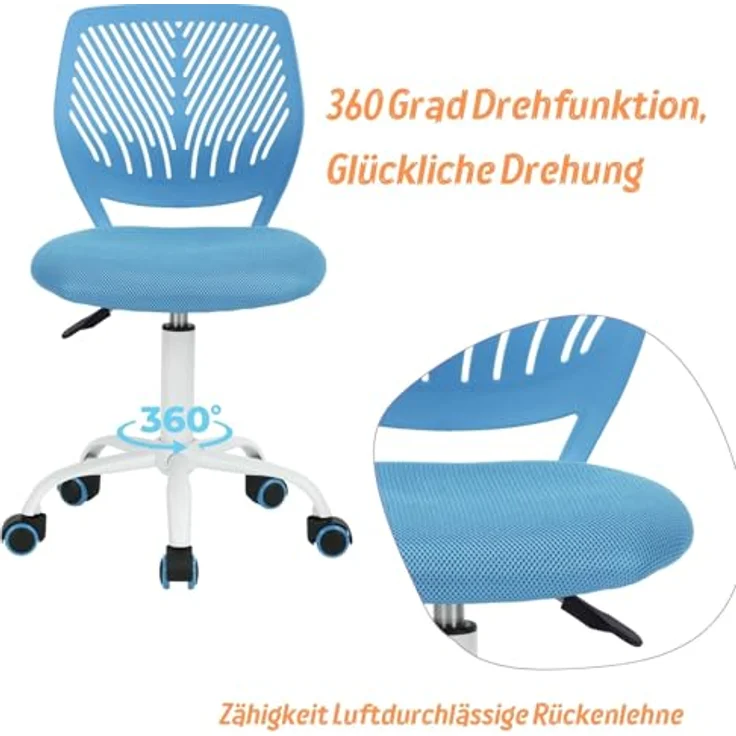 FurnitureR Campinghocker ergonomisch, höhenverstellbarer Drehhocker ohne Armlehnen, Netzrückenlehne, Sitzfläche 38x40cm, 32cm Rückenlehne, Metallfuß, 130kg Tragkraft, Blau – Bild 6