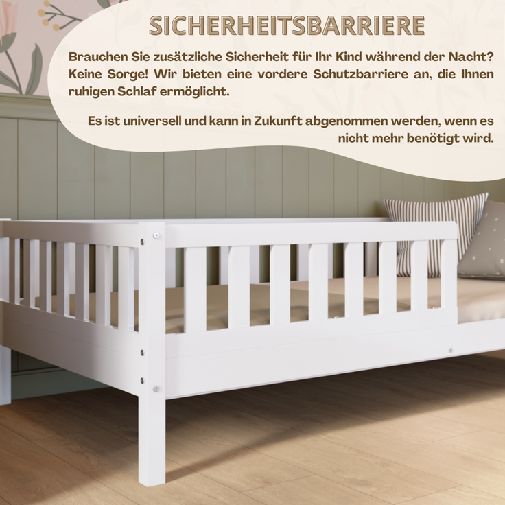 Crazy Pine 'Crazy Basic' Kinderbett mit Rausfallschutz, Skandinavisches Design, Holz, Weiß, 140x200 cm, ohne Ausstattung – Bild 6