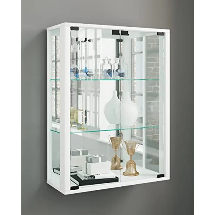 MID.YOU Hängevitrine, Weiß, Glas, Buche, Holzoptik, 2 Fächer, stehend/hängend, 60x80x25 cm – Bild 3