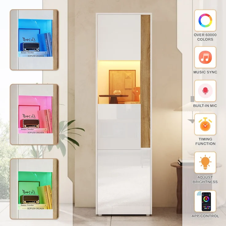 Vitrine 50 x 40 x 179 cm aus Spanplatte mit Acrylglas-Tür und LED-Beleuchtung – Bild 8