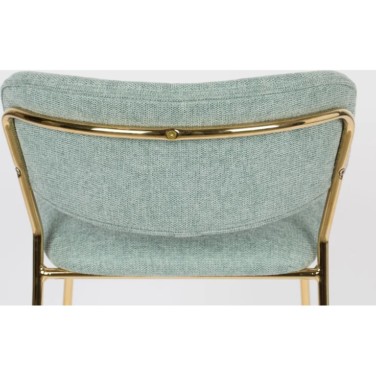 Barhocker Jolien im 2er-Set mit Rückenlehne und Fußstütze, Grün, Stoffbezug, goldfarbenes Metallgestell, 48x54x89 cm – Bild 8
