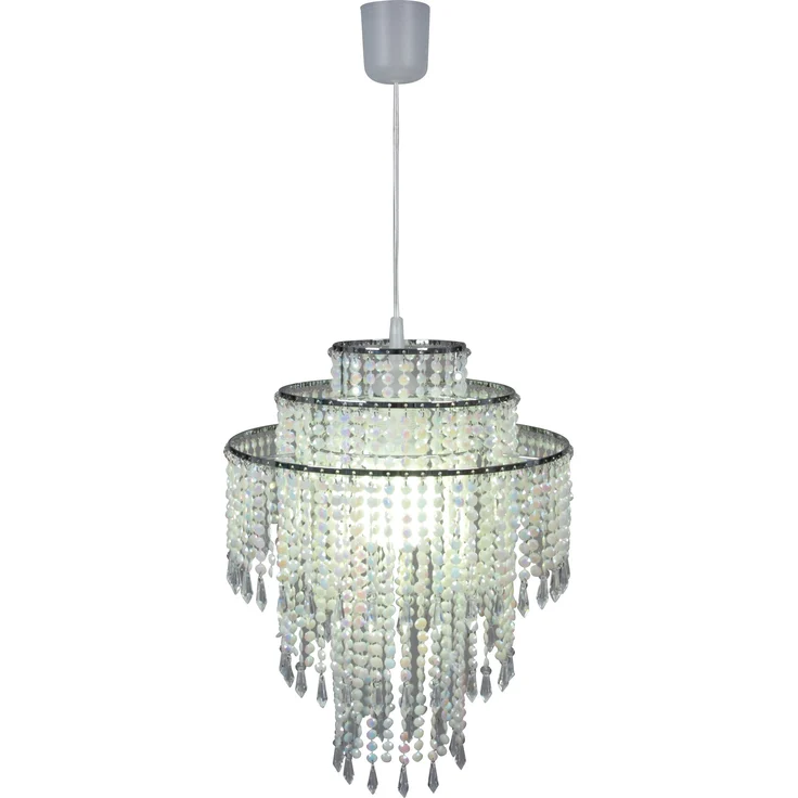 Näve 7013831 Deko-Pendelleuchte, Transparent/Chrom, moderne Acrylperlen, E27 Fassung für max. 60 W, 43 cm hoch, 32 cm Durchmesser