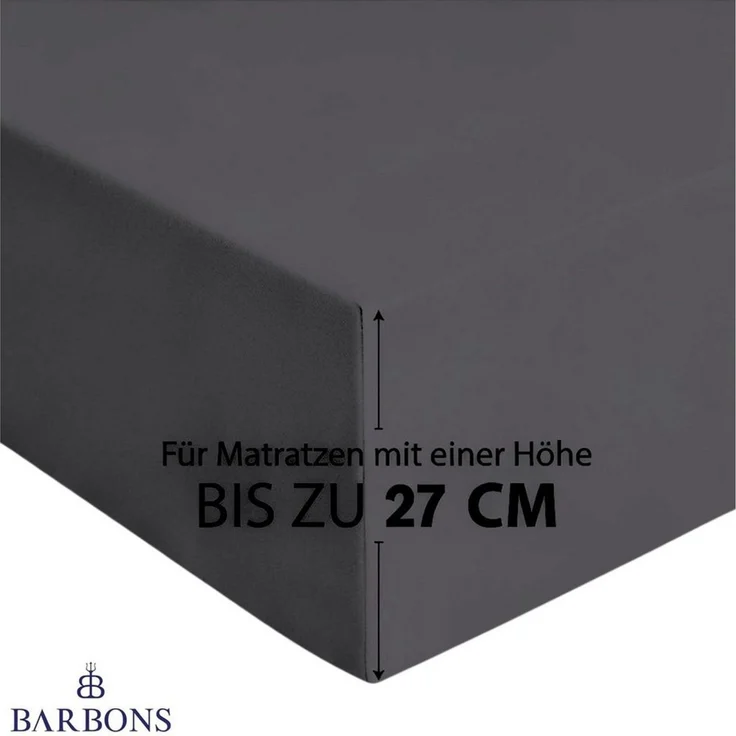 BARBONS Spannbettlaken Jersey Bettlaken, 145 g/m² Spannbetttuch, bis zu 25cm Höhe, Topper, Jersey aus 100% Baumwolle, Gummizug: rundum, (1 Stück), Rundumgummi, Atmungsaktiv – Bild 2
