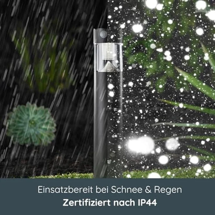 MeLiTec Solar Gartenleuchte rund/ eckig mit Bewegungsmelder, Edelstahl silber / anthrazit : Rund : Anthrazit – Bild 4