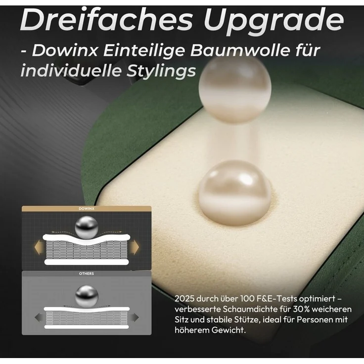 Dowinx Gaming-Stuhl Atmungsaktiver und Ergonomischer Bürostuhl aus Mikrofaser-Velours (Packung), Mikrofaser-Velours, Ausziehbarer Fußstütze, Armlehnen Verstellbar – Bild 3