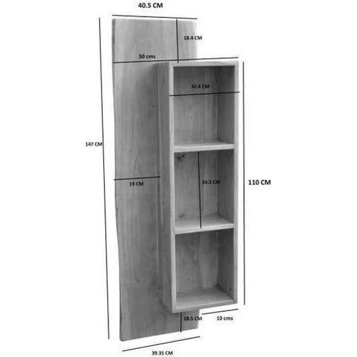 Wandregal Akazie 50x22x147 natur lackiert PURE ACACIA #101 – Bild 7