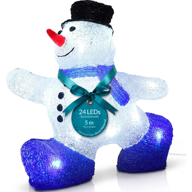 Deuba Schneemann Acryl Figur Außen beleuchtet Weihnachtsdeko Weihnachten Weihnachtsfigur – Bild 1
