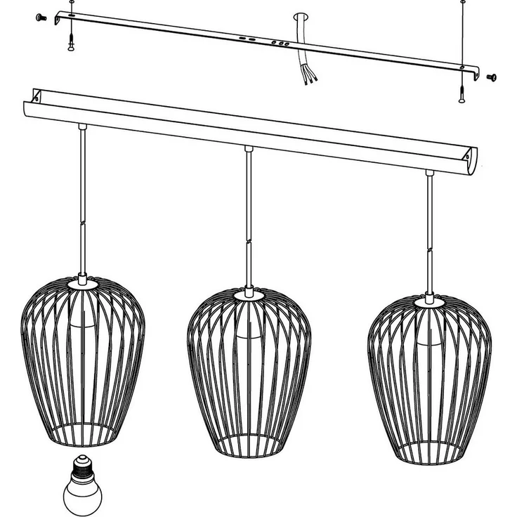 Eglo 49478 Hängeleuchte NEWTOWN Stahl schwarz E27 max. 3X40W H:110cm L:70cm B:16cm dimmbar – Bild 2
