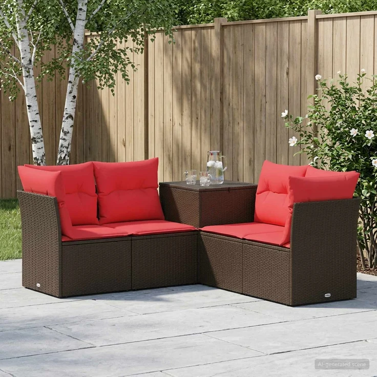 vidaXL Sofa Set 5 stk. Braun und Rot 179 x 179 x 85 cm 3447837 – Bild 1