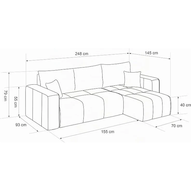 Eckschlafsofa mit Schlaffunktion und Bettkasten, rosa – Bild 3