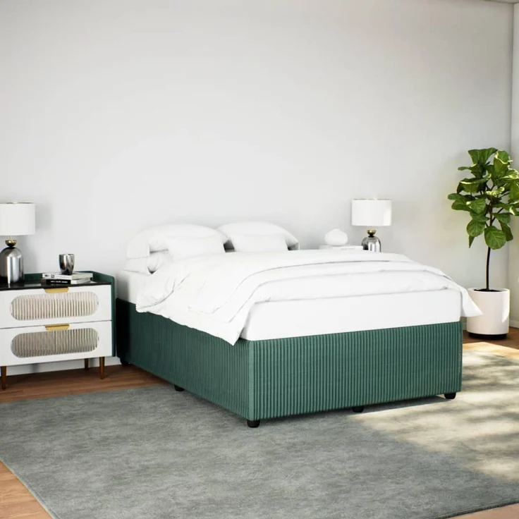 vidaXL Bettgestell ohne Matratze Dunkelgrün 140x200 cm Samt 3285015 – Bild 1