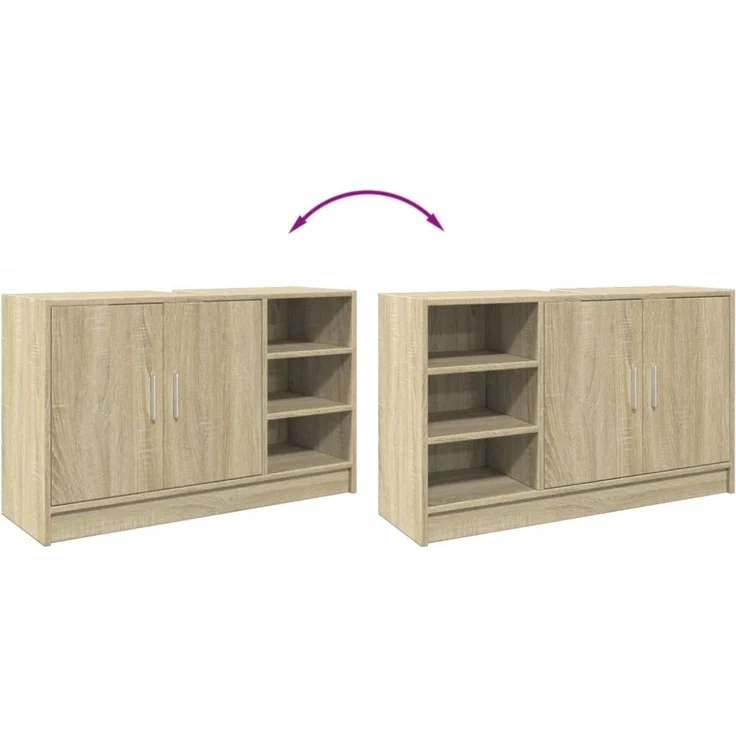 vidaXL Waschbeckenunterschrank Sonoma-Eiche 90x29x55 cm Holzwerkstoff 848124 – Bild 5