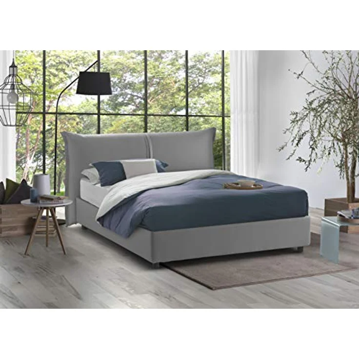 Talamo Italia - Doppelbett Clelia, 100 % Made in Italy, Öffnung vorne, inklusive Matratze 160 x 190 cm, Grau – Bild 3