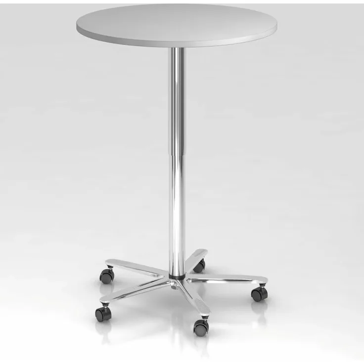 Säulenhubtisch rund, 80cm, Grau / Chrom