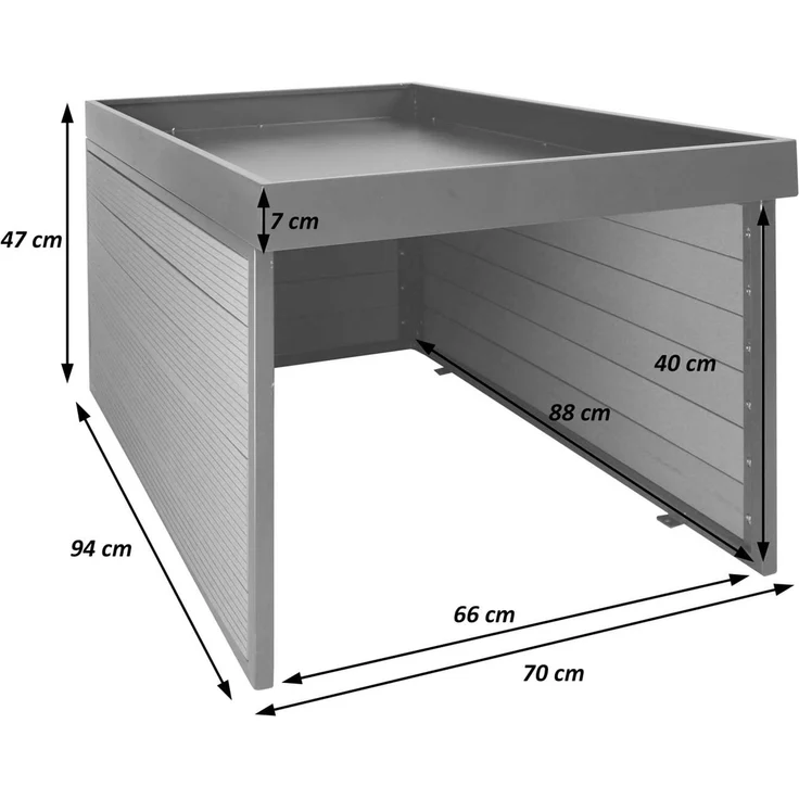 XL Mähroboter-Garage mit Pflanzkasten HWC-L45, Dach Unterstand für Rasenmäher, WPC Metall 47x70x94cm ~ Eiche-Optik – Bild 3