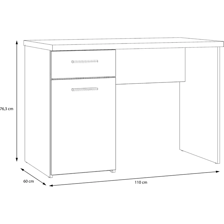 Schreibtisch >WINNIE< 1 Schub+Tür, Old-Wood Vintage Dekor / Betonoptik - 110x76,3x60cm B/H/T – Bild 8