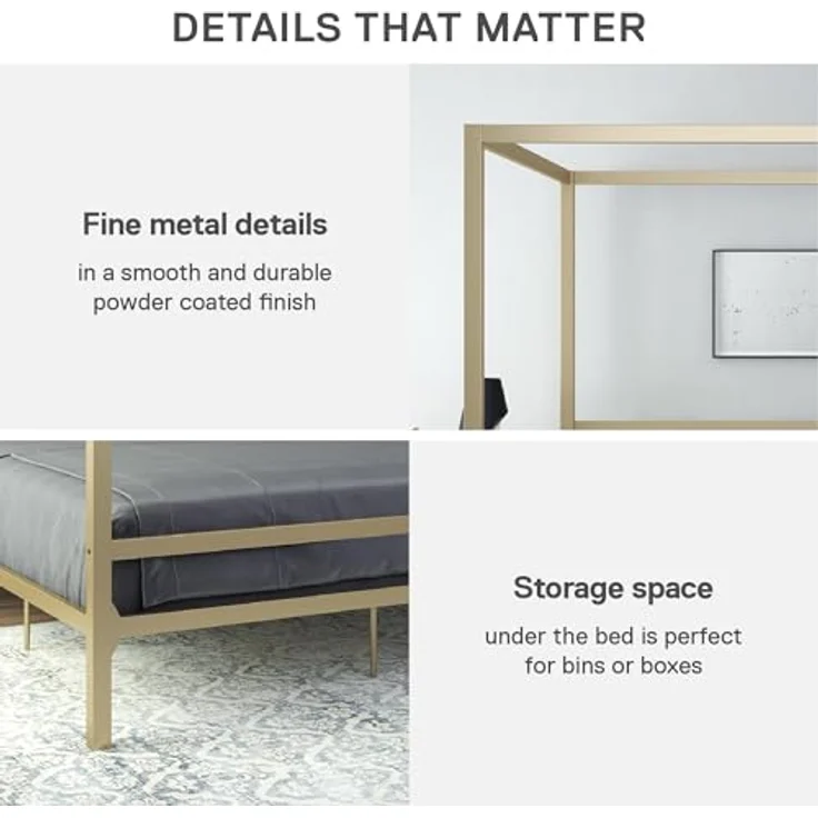 DHP Furniture Modern Canopy Gold Metal Bed Superking – Bild 7