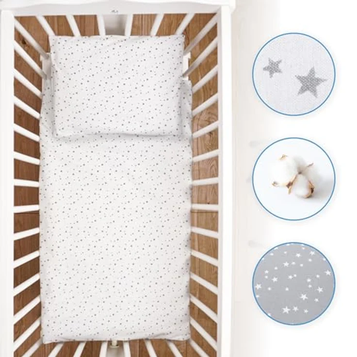 2 Stück Baby Kinder Quilt Bettdecke & Kissen Set 80x70 cm passend für Kinderbett oder Kinderwagen Muster 2 – Bild 4