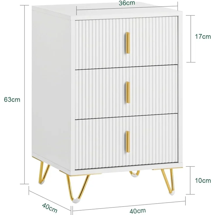 SoBuy Nachttisch FBT115-Lx2, Beistelltisch 2er Set mit Schubladen Telefontisch Nachtschrank Weiß – Bild 3