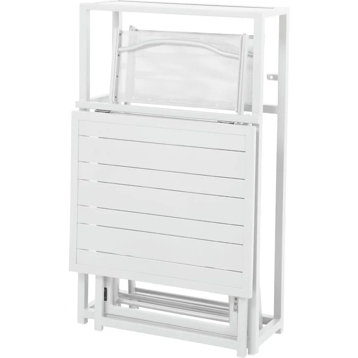 SVITA Balkonset, (Platzsparendes Set, Ausklappbarer Tisch mit 2 Stühlen und ein Regal zum Verstauen), Tisch und Stühle platzsparend verstaubar – Bild 2