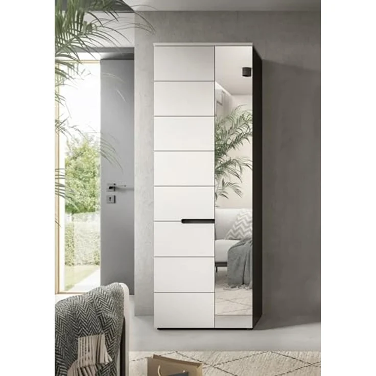 Garderobenschrank >Canu< in Basalt Grau / Weiß - 65x190x37cm (BxHxT) – Bild 6