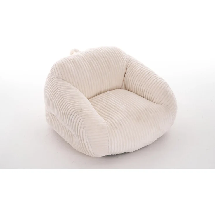 Sitzsack, Cord, mit Rückenlehne & hochdichtem Schaumstoff, 116x110x61 cm, Beige – Bild 2