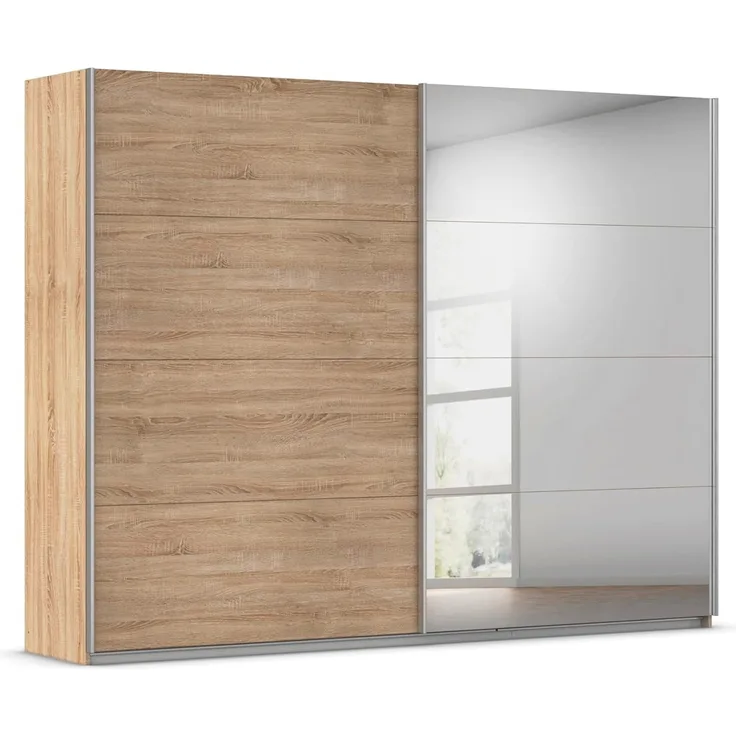 Rauch Schwebetürenschrank mit Spiegel 2-türig , Eiche Sonoma, BxHxT 270 x 210 x 62 cm