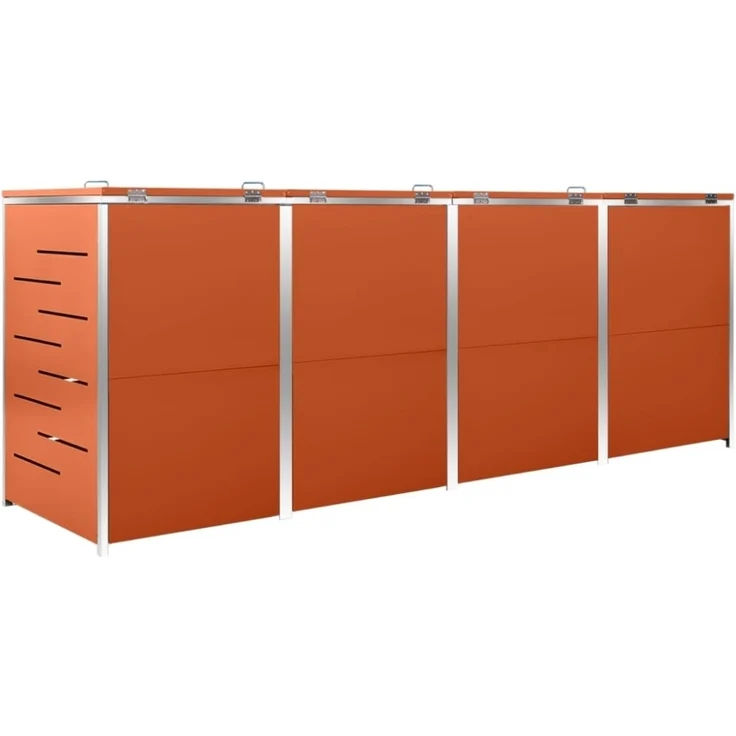 vidaXL Mülltonnenbox für 4 Tonnen 276,5x77,5x112,5 cm Edelstahl 149565 – Bild 3