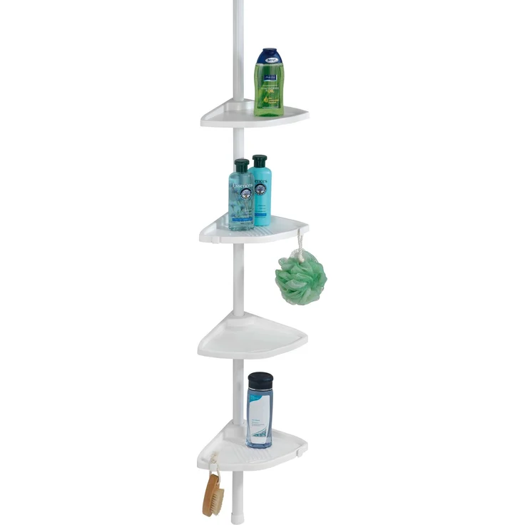 WENKO COMPACT Dusch Eckablage, Weiß, 4 Etagen, ausziehbar – Bild 1