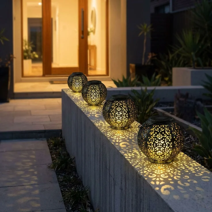 4x Solar LED Leuchte, Rund, Schwarz, IP44, Dämmerungssensor, H 17 cm – Bild 3