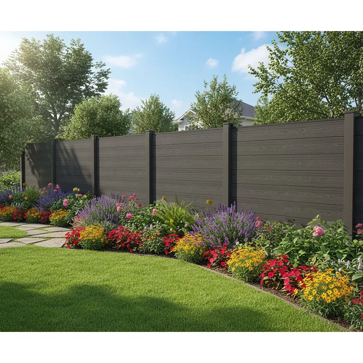 GreenYard WPC Sichtschutzzaun CORTEZA 5x Zaunelement + 6x Pfosten - 8,9m