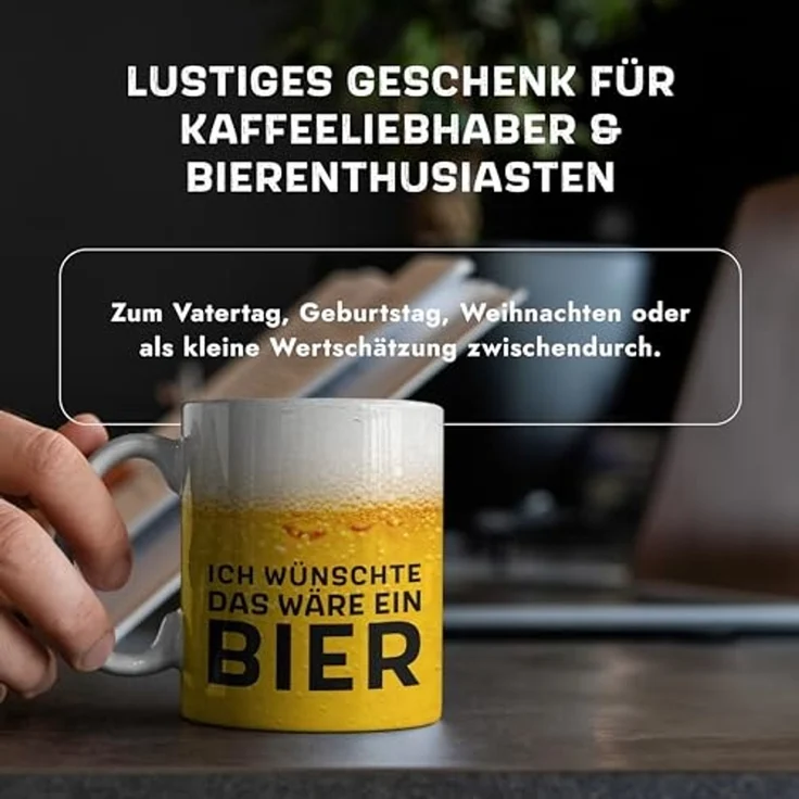 Amari Tasse AMARI® Bier Tasse "Ich wünschte das wäre ein Bier" - Geschenk Bier – Bild 2