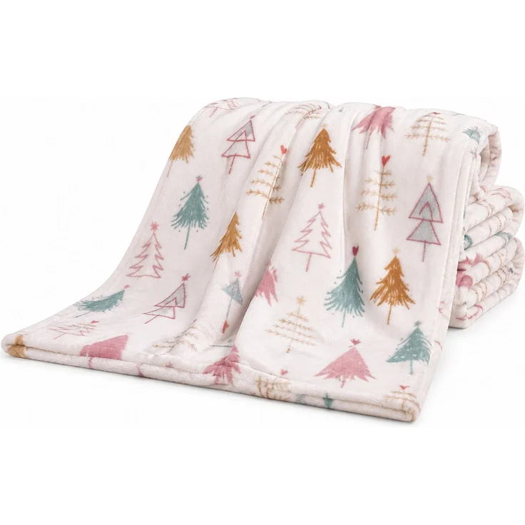 Flanell-Kuscheldecke mit Weihnachtsbaum-Motiv Mehrfarbig, 150x200 cm – Bild 1