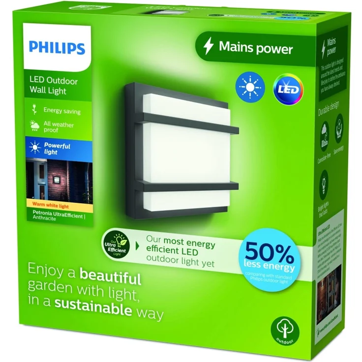 Philips LED Außenwandleuchte Petronia anthrazit warmweiß – Bild 6
