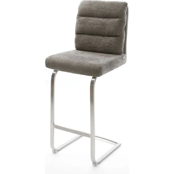 Barstuhl Pela-Flex Bouclé Soft Schlamm Freischwinger Flach Edelstahl Silberfarben