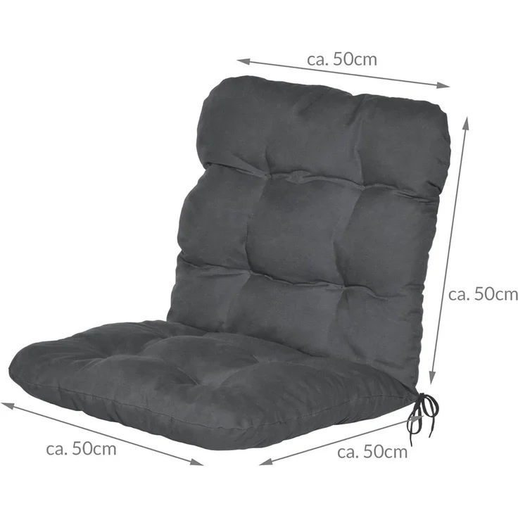 Beautissu Sitzauflage 6er Set Niedriglehner Auflagen Set Flair NL, 100x50x8cm, Graphitgrau, 6er Sitzkissen Niederlehner, Sitzpolster Gartenstuhl & Gartenmöbel – Bild 2