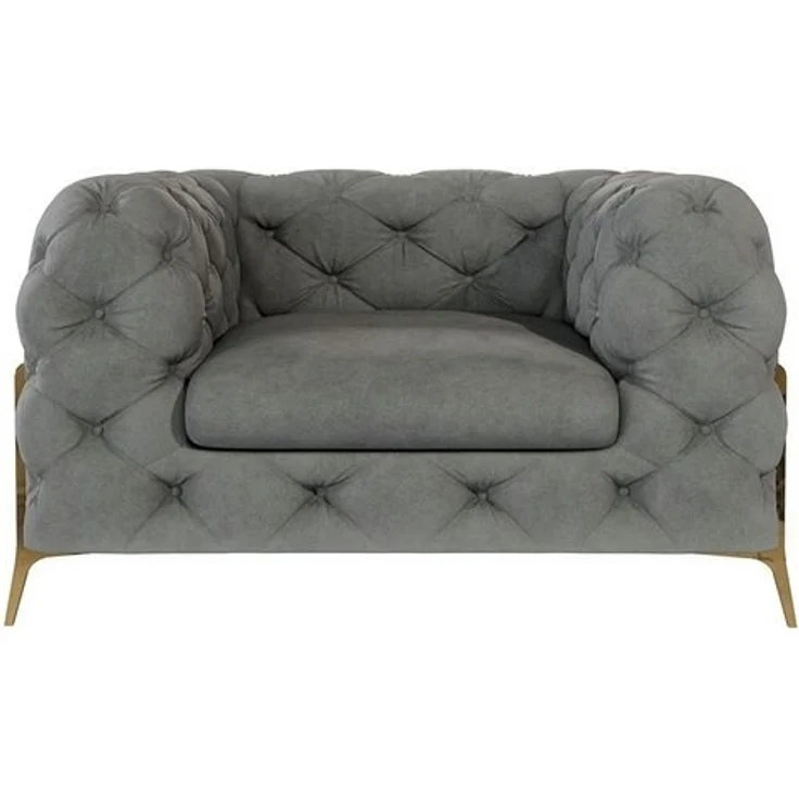 S-Style Möbel Chesterfield-Sessel Ashley mit Goldene Metall Füßen, mit Wellenfederung – Bild 4