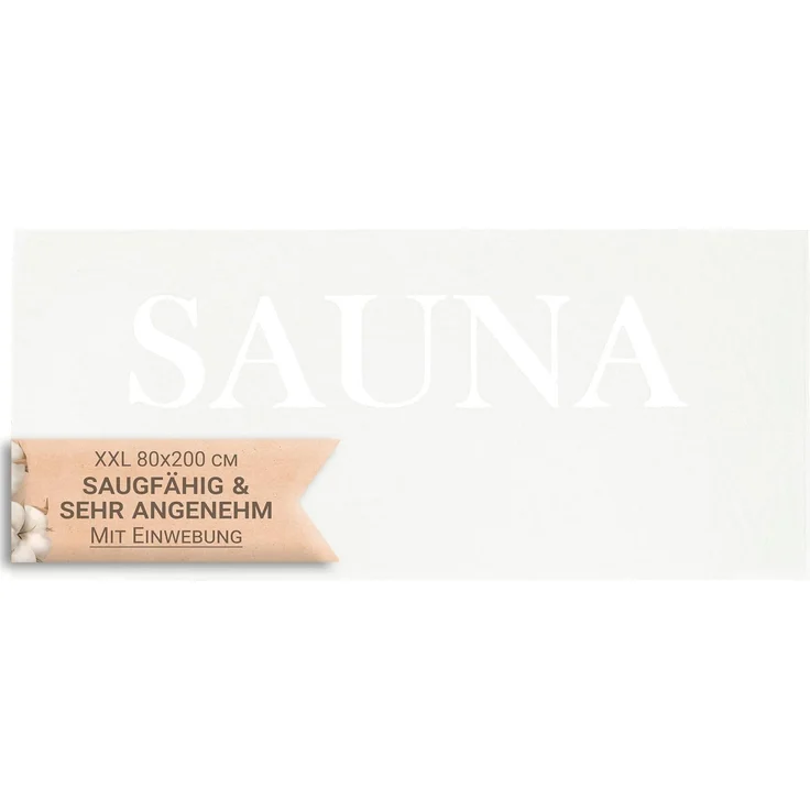 ZOLLNER Saunatuch, 80x200 cm, saugstark, 100% Baumwolle, weiß – Bild 1