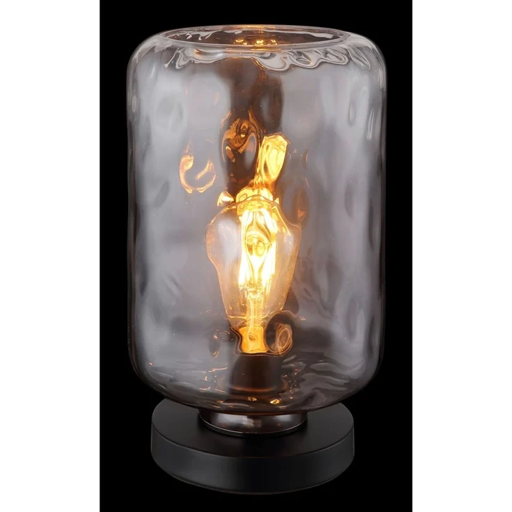 Tischleuchte, schwarz, Glas rauch, H 32,5 cm – Bild 3