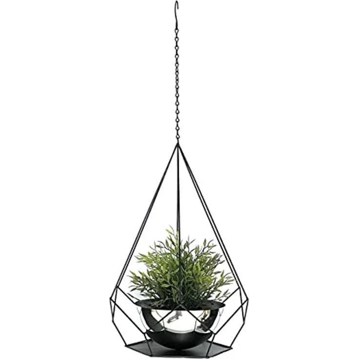 DanDiBo Blumenampel Innen Metall Wand Hängepflanzen 76 cm 96095 L mit Topf 6 Ecken Pflanzenhänger Blumenhänger Topfhänger Blumen Blumentopfhänger Hängetopf – Bild 3