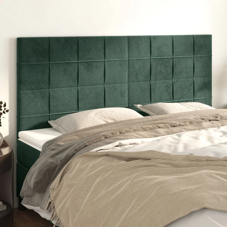 vidaXL Kopfteile 4 Stk. Dunkelgrün 90 x 5 x 78/88 cm Samt 3116395 – Bild 1