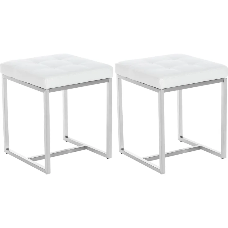 CLP 2er Set Sitzhocker Barci mit Polsterung und Edelstahlgestell,weiß