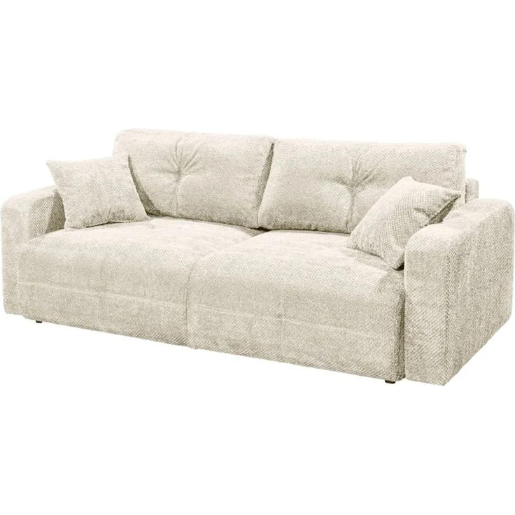 Schlafsofa Bullet von ED Exciting Design – Komfortables Mikrofaser-Sofa mit Nosagfederung Farbe Ivory, Bettkasten und Liftbeschlag – Bild 5