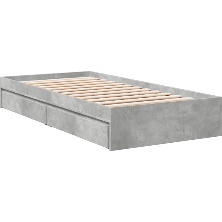 vidaXL Bettgestell mit Schubladen Betongrau 75x190 cm Holzwerkstoff 3280716 – Bild 5