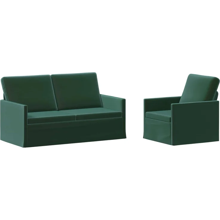 vidaXL Sofa-Set 2 pcs Dunkelgrün Samt (V) 3433205 – Bild 1