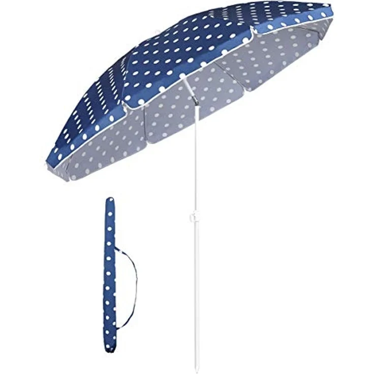 Sekey Sonnenschirm Ø 160 cm Balkonschirm Rund Strandschirm Sonnenschirm mit Schutzhülle, LxB: 160,00x160,00 cm, Neigungswinkel verstellbar, Höhe verstellbar, mit Tragetasche – Bild 1