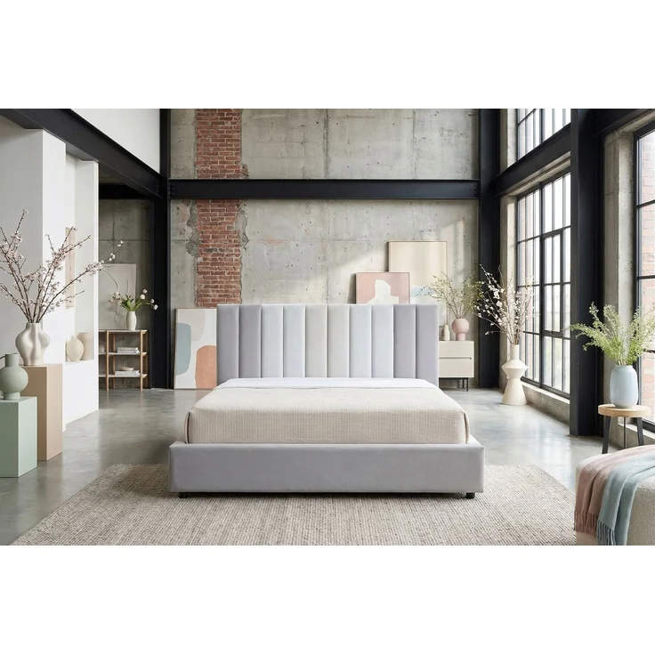 KAWOLA Bett CATTURA Polsterbett Velvet grau 180x200cm mit Lattenrost – Bild 2