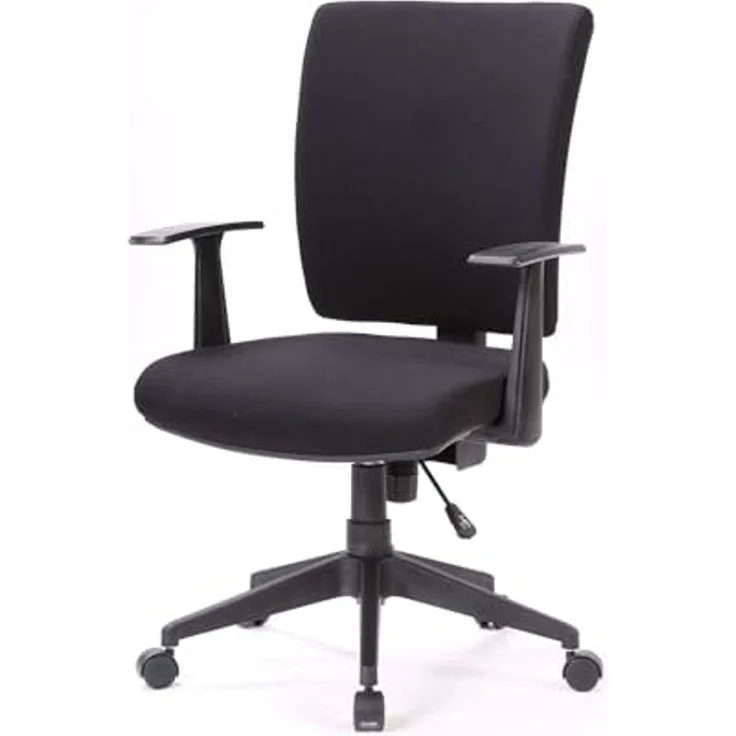 Dmora - Stuhl mit Rädern Palmerston, Chefsessel mit Armlehnen, ergonomischer Bürositz, 61x65h98/108 cm, Schwarz – Bild 1